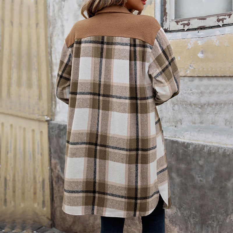 Brushed Checkered Long Coat