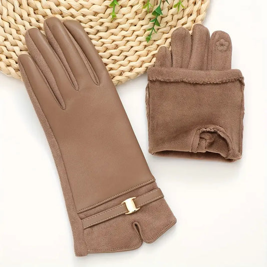Léa Waterproof and Warm Synthetic Leather Gloves