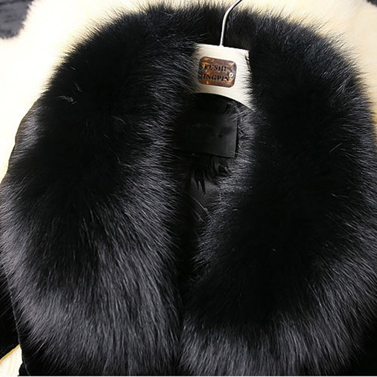 Manteau Slim avec Grand Col en Fourrure Imitation Lapin – Élégance et Confort