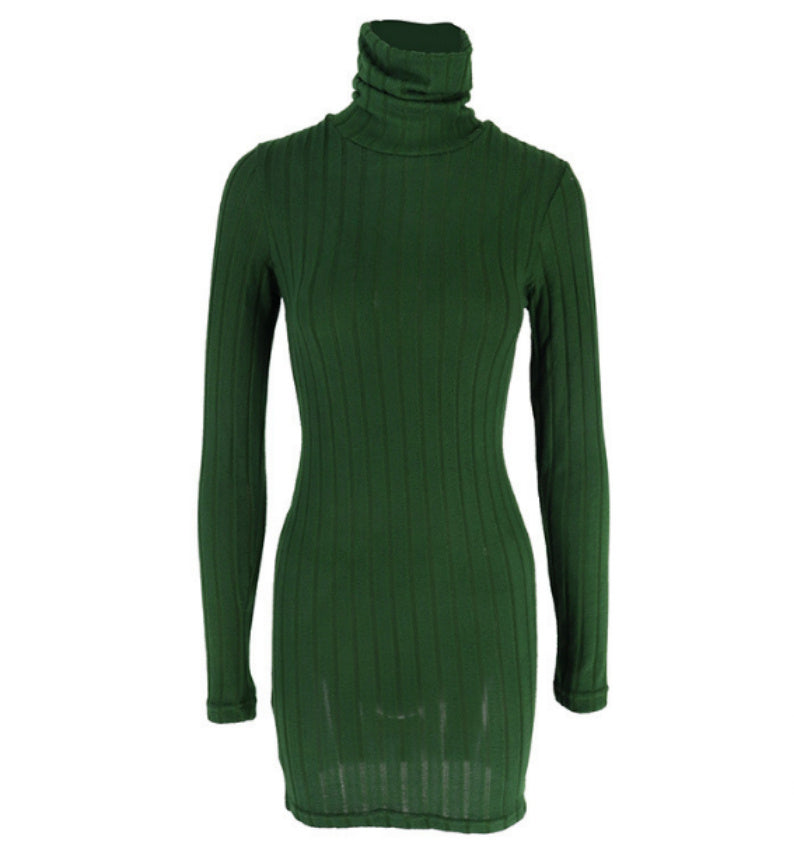 Robe Tricotée à Col Montant – Élégance Streetwear
