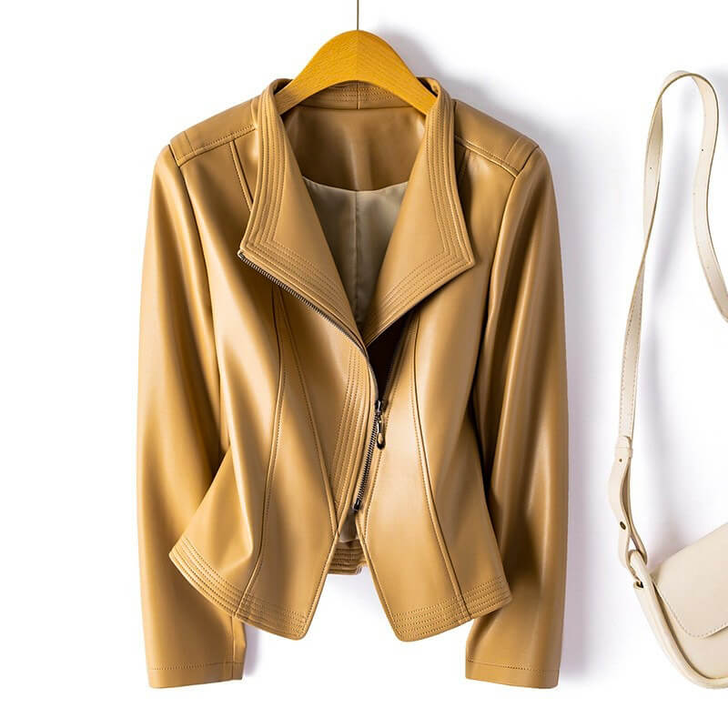 Elegant and structured vegan leather jacket by Sophie