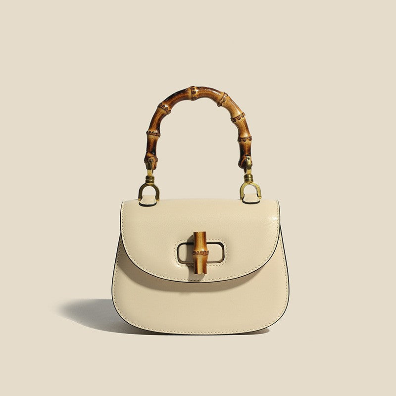 Sophie Elegant Leather Bag with Bamboo Handle