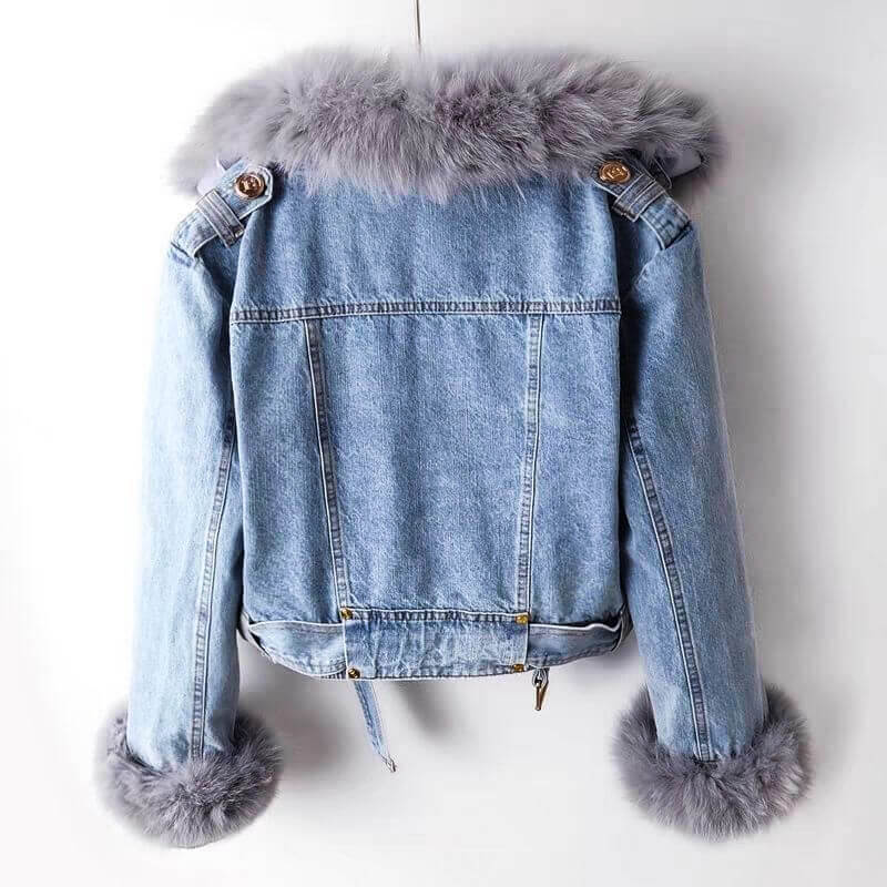 Clara Elegant Denim and Fur Jacket