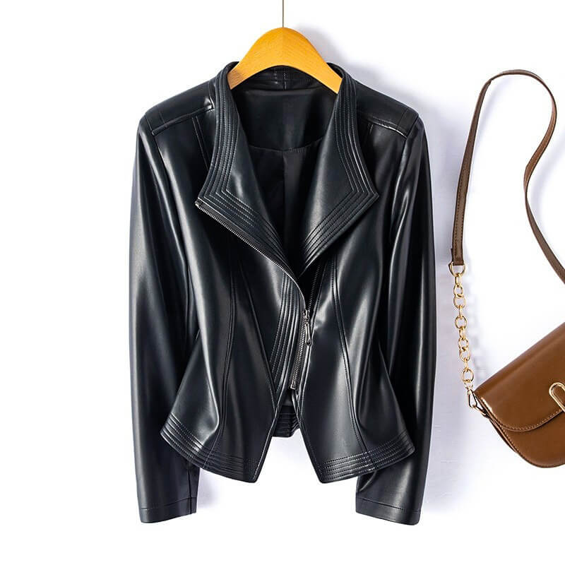 Elegant and structured vegan leather jacket by Sophie