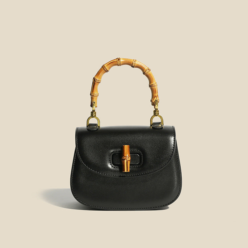 Sophie Elegant Leather Bag with Bamboo Handle