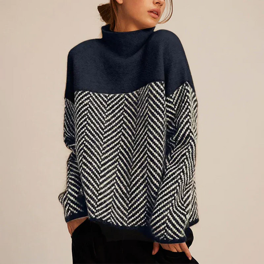 Camille Soft and Structured Chevron Pattern Knit Sweater
