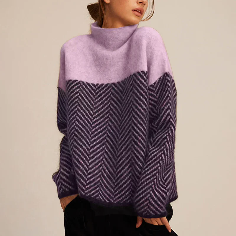 Camille Soft and Structured Chevron Pattern Knit Sweater