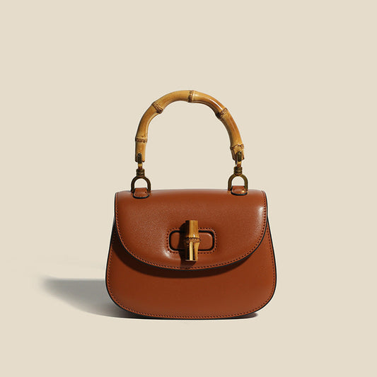 Sophie Elegant Leather Bag with Bamboo Handle