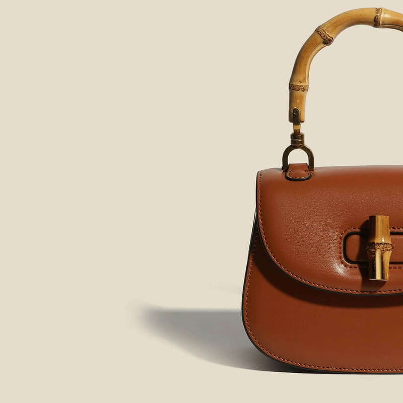 Sophie Elegant Leather Bag with Bamboo Handle