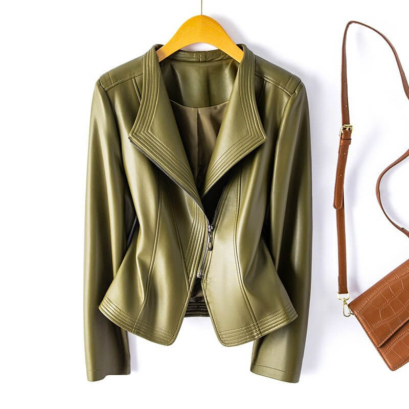 Elegant and structured vegan leather jacket by Sophie
