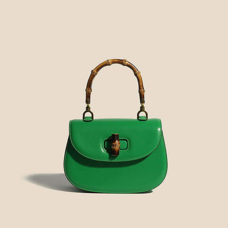 Sophie Elegant Leather Bag with Bamboo Handle