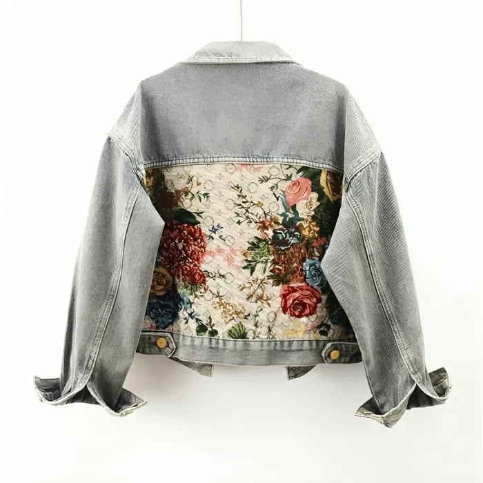 Léa Elegant Floral Denim Jacket