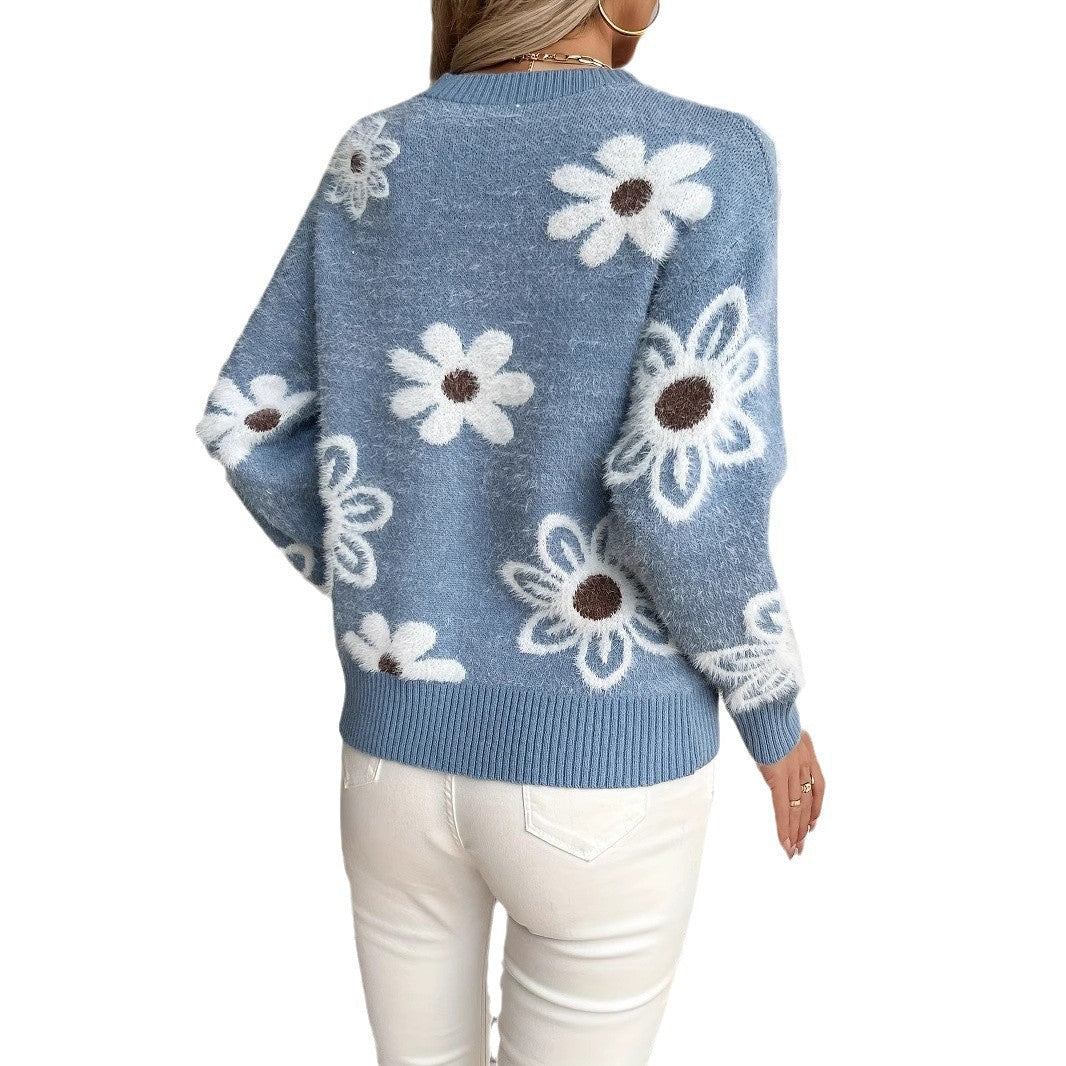Elegant Floral Pattern Pullover – Casual and Trendy