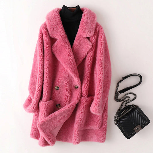 Léa elegant faux fur shearling coat