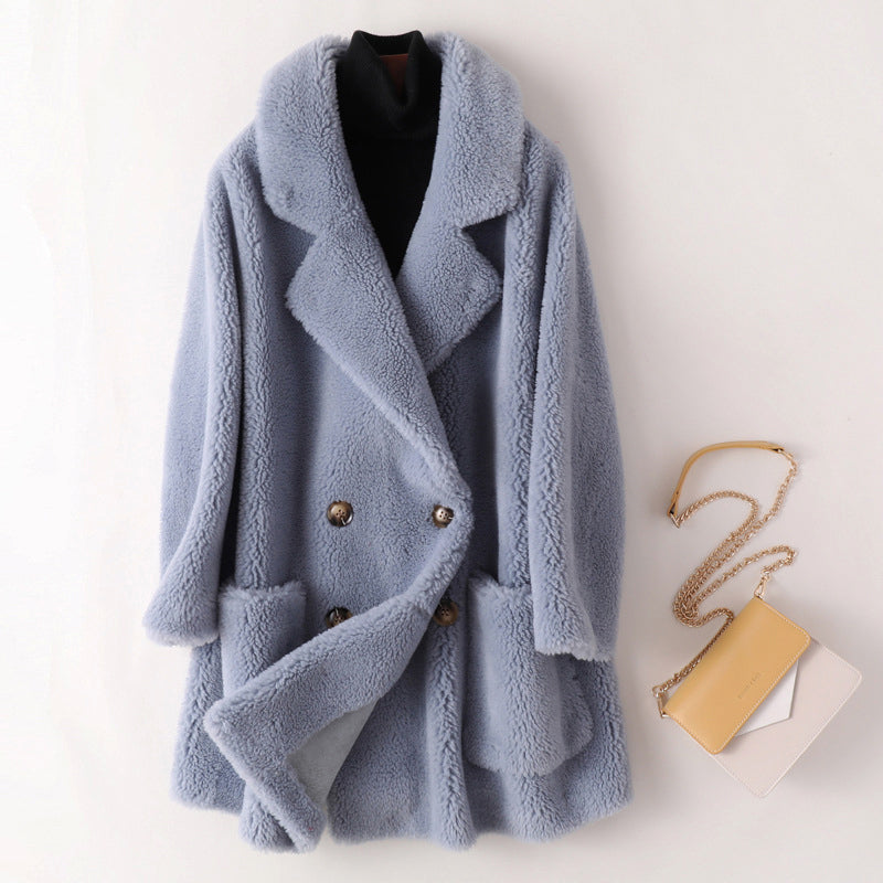 Léa elegant faux fur shearling coat
