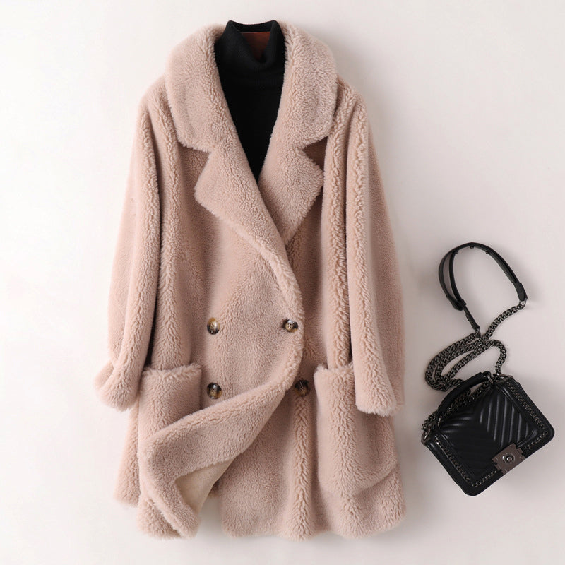 Léa elegant faux fur shearling coat