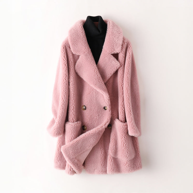 Léa elegant faux fur shearling coat