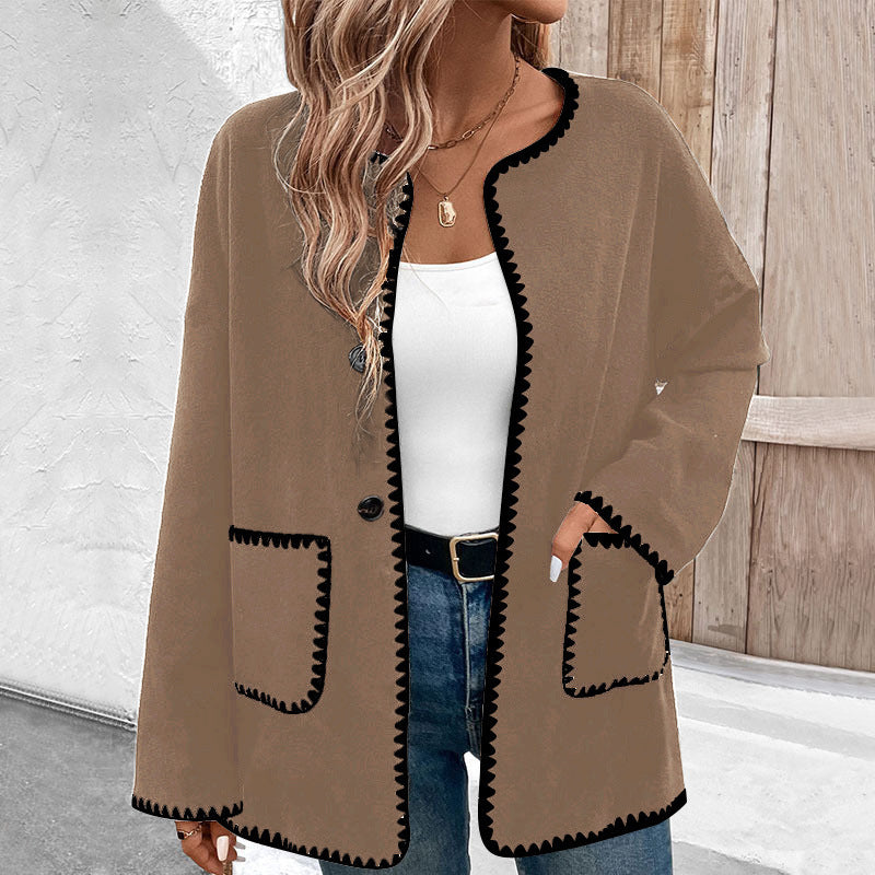 Manteau Bicolore Longue Manche avec Poches