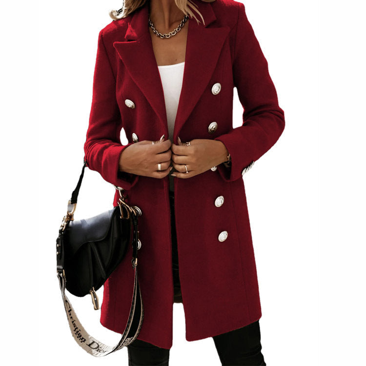 Manteau Long à Col Revers