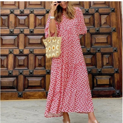 Green vintage bohemian floral printed robe