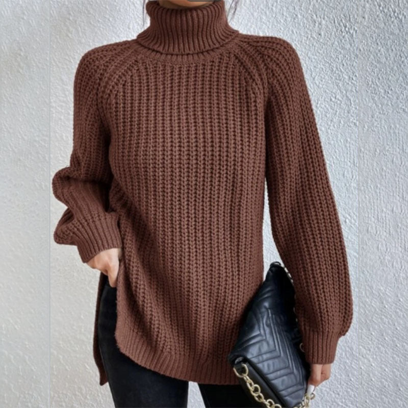 Pull Col Haut Roulé en Laine