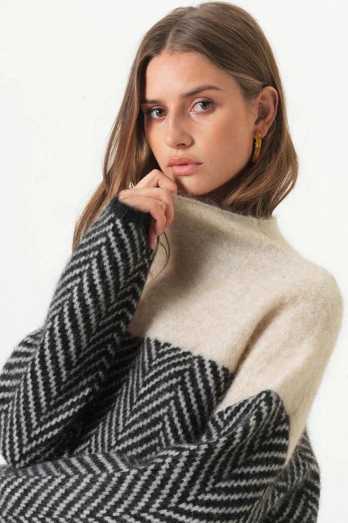 Camille Soft and Structured Chevron Pattern Knit Sweater