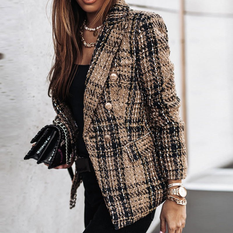 Léonie Classic and Structured Checkered Blazer