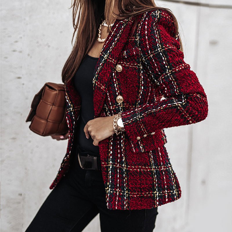 Léonie Classic and Structured Checkered Blazer