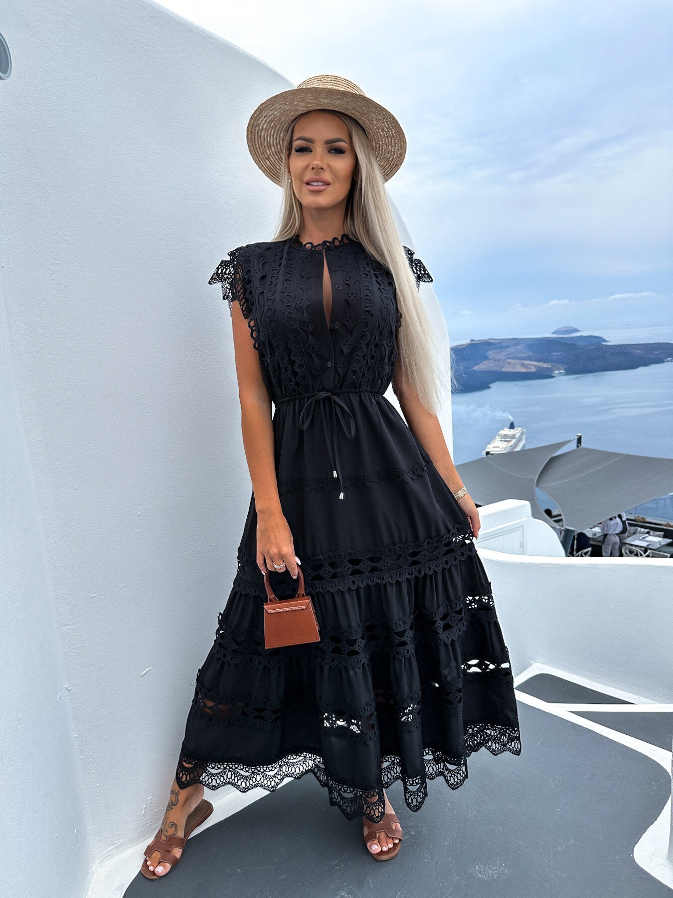 Ciel d'été robe longue dentelle élégante