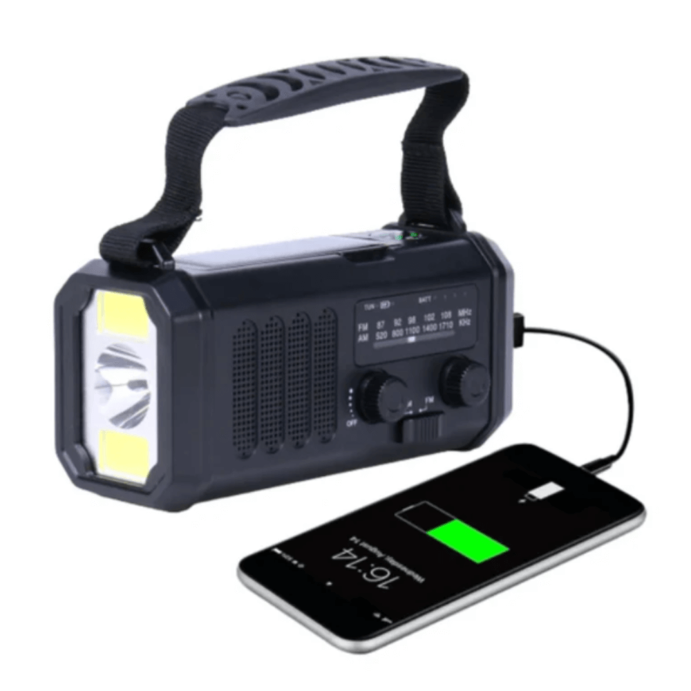 PowerMate – Radio d’Urgence 10,000mAh avec Solaire, Manivelle et Power Bank