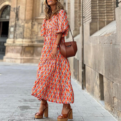 Verde vintage robe bohème imprimé floral