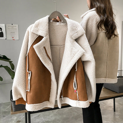 Blouson Court en Suédine avec Doublure Velours d'Agneau