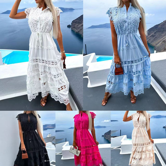 CIEL D'ÉTÉ ROBE LONGUE DENTELLE ÉLÉGANTE