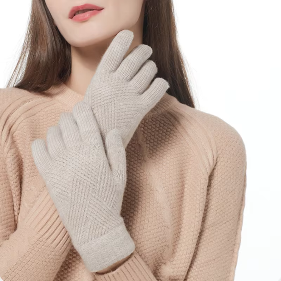 Léna Cashmere Diamond Knit Gloves