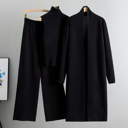 Ensemble 3 Pièces– Gilet Sans Manches, Long Cardigan et Pantalon Large