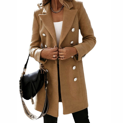 Manteau Long à Col Revers