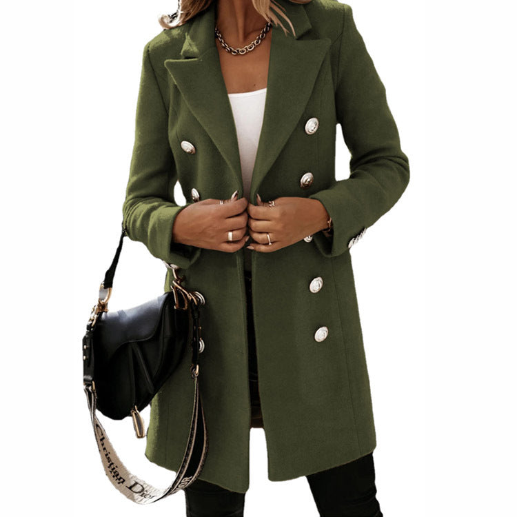 Manteau Long à Col Revers