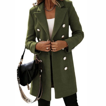 Manteau Long à Col Revers
