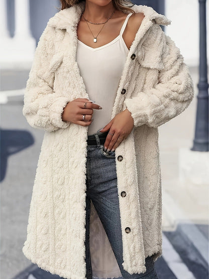 Manteau Long en Peluche – Élégance Décontractée pour Femme