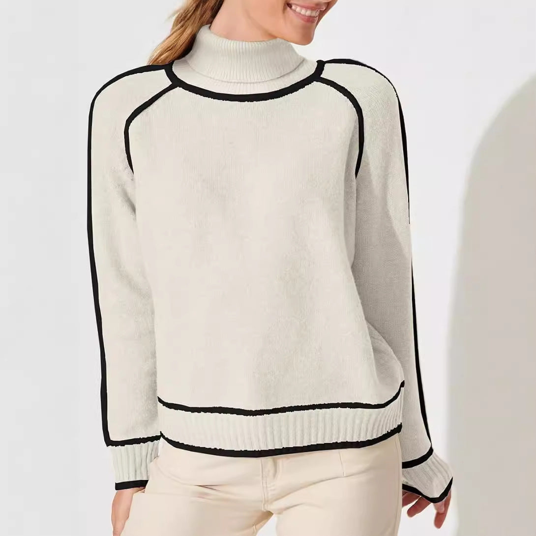 Pull Col Haut en Tricot – Mode Décontractée