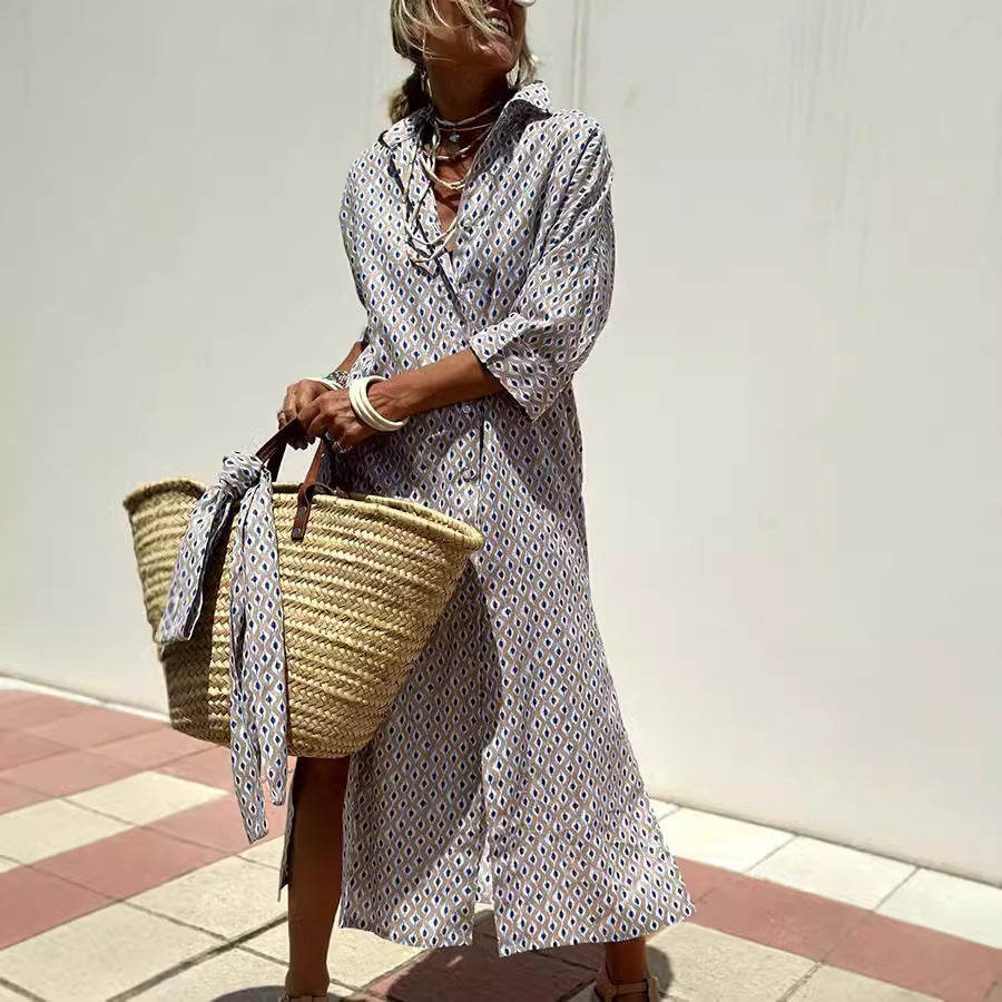 Colen - robe chemise classique rayée à lacets