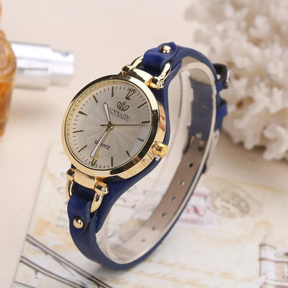 Sophie Elegant Watch in Vegan Leather and Gold Steel