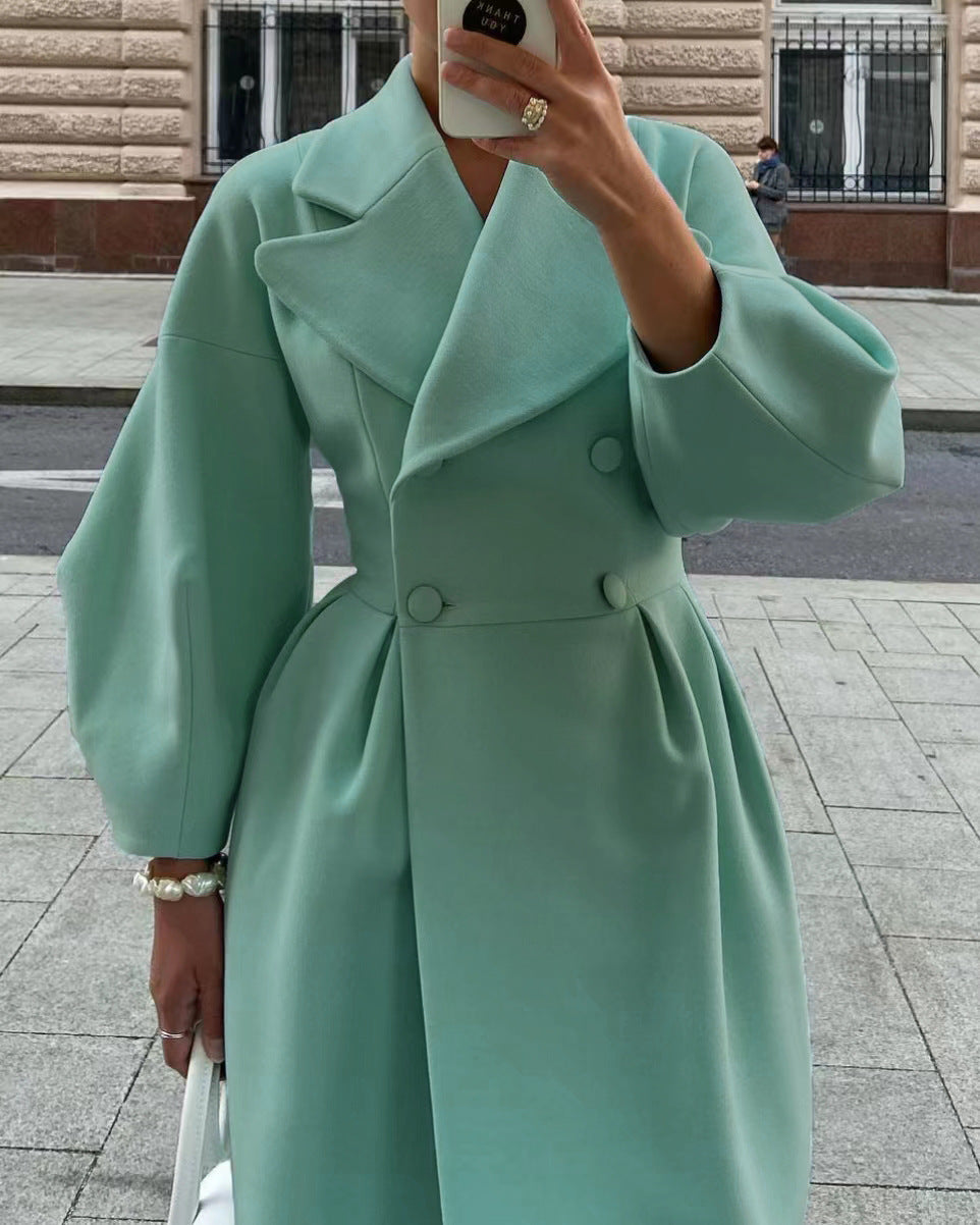 Manteau Vintage Long à Manches Lanternes