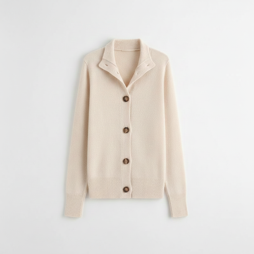 Aurora Soft Cardigan in Woolen Fabric with Cashmere Effect