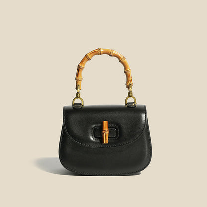 Sophie Elegant Leather Bag with Bamboo Handle