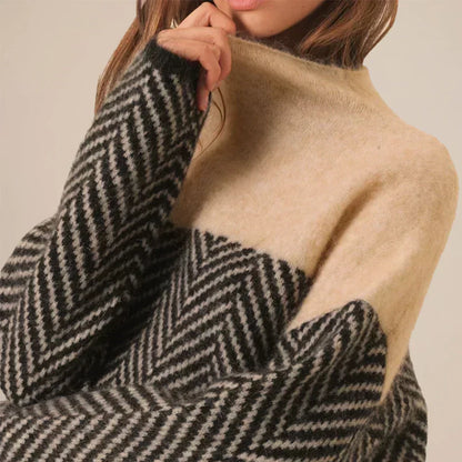 Camille Soft and Structured Chevron Pattern Knit Sweater