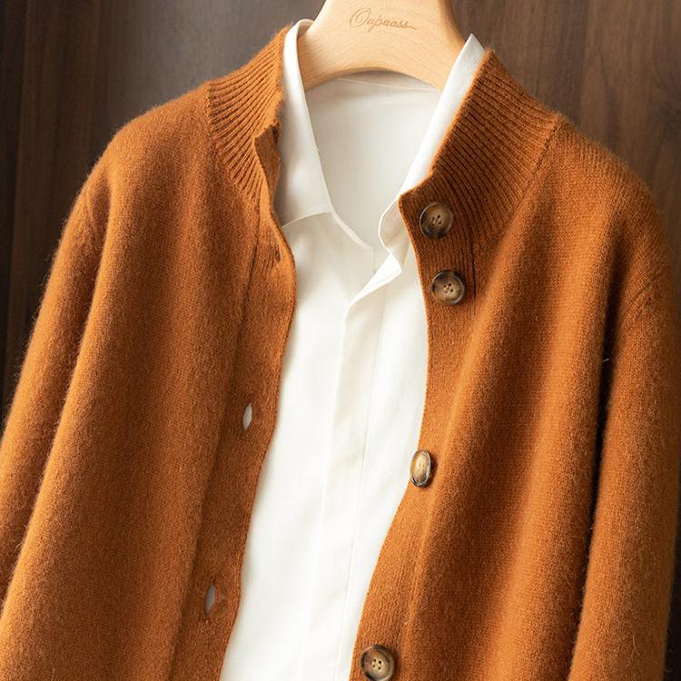 Camille Buttoned Wool Sweater Jacket with Signature Design