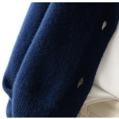 Camille Buttoned Wool Sweater Jacket with Signature Design