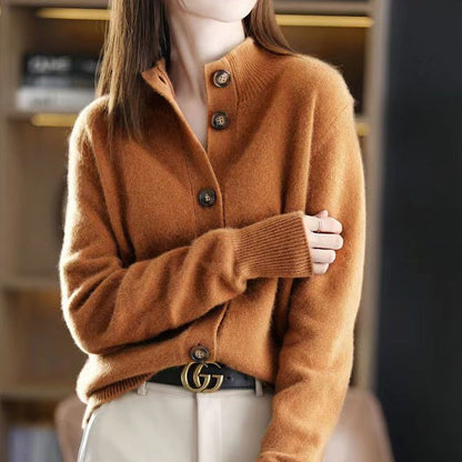 Aurora Soft Cardigan in Woolen Fabric with Cashmere Effect
