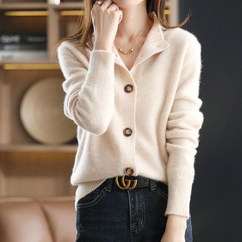 Aurora Soft Cardigan in Woolen Fabric with Cashmere Effect
